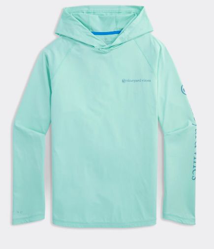 Vineyard Vines Performance Whale Dot Long-Sleeve Harbor Hoodie Tee in Crystal Blue