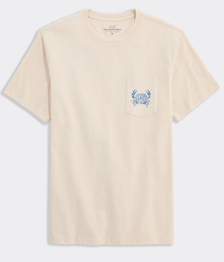 Vineyard Vines Crab Short-Sleeve Pocket Tee in Stone