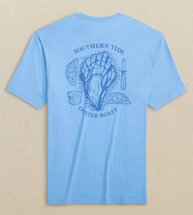 Southern Tide Oyster Roast Short Sleeve T-Shirt in Ocean Channel