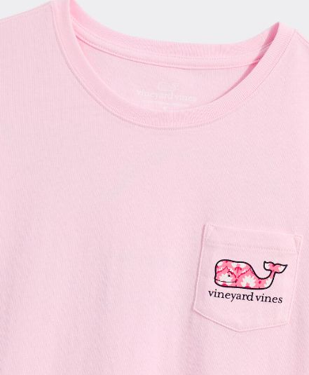 Vineyard Vines Women's Gia Block Print Whale Short-Sleeve Pocket Tee in Pink Drink