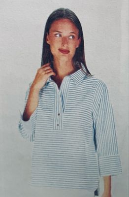 Duffield Lane Toni Top in Navy Oxford Stripe