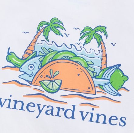 Vineyard Vines Fish Taco on the Beach Short Sleeve Pocket Tee in White Cap