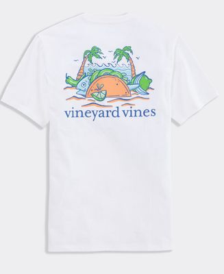 Vineyard Vines Fish Taco on the Beach Short Sleeve Pocket Tee in White Cap