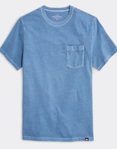 Vineyard Vines Garment-Dyed Surf Pocket Tee in Flag Blue