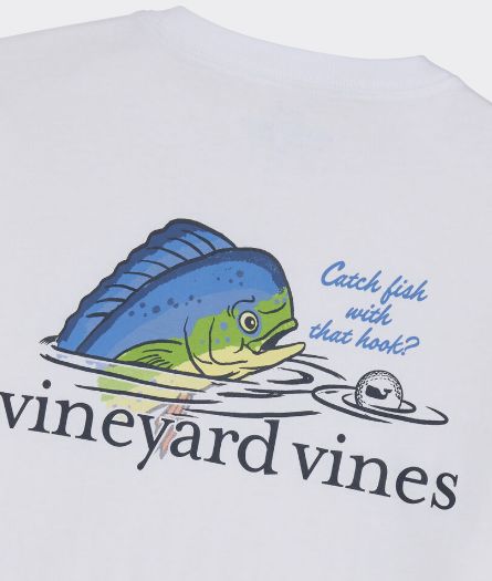 Vineyard Vines Mahi Golf Ball Short Sleeve Pocket Tee in White Cap