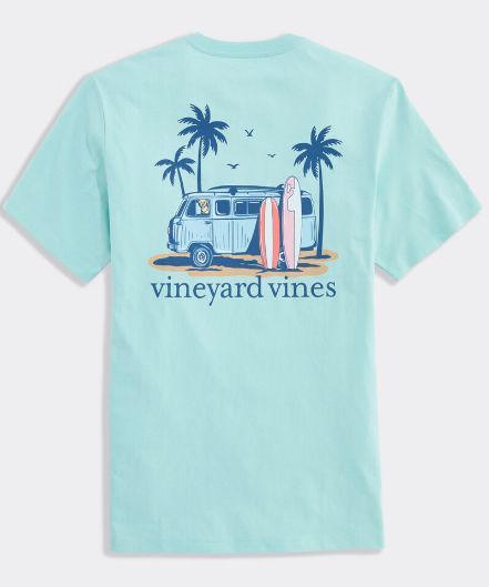 Vineyard Vines Pup &amp; Surf Van Short Sleeve Shirt in Mangrove Mint