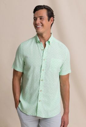 Southern Tide Seashell Cove Linen Rayon Short Sleeve Sport Shirt