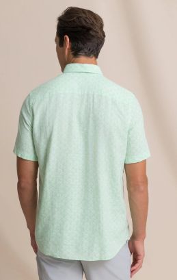 Southern Tide Seashell Cove Linen Rayon Short Sleeve Sport Shirt