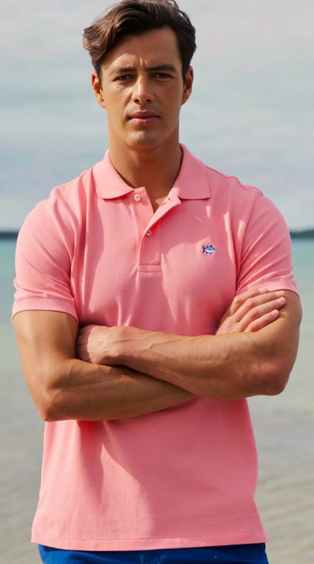 Southern Tide Skipjack Polo Shirt in Sea Pink