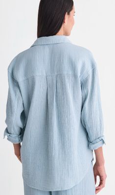 Vineyard Vines Birdie Gauze Button-Down in Del Mar Blue