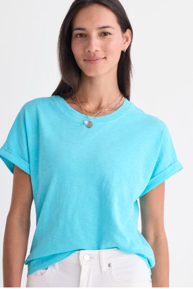 Vineyard Vines Slub Jersey Pullover Tee in Turqs