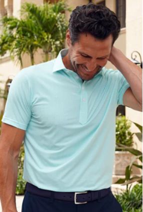 Collars &amp; Co. Relaxed Featherweight Flex Polo in Green Gingham