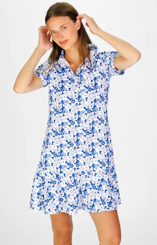 Duffield Lane SolarStretch Elsie Dress in Indigo Blooms