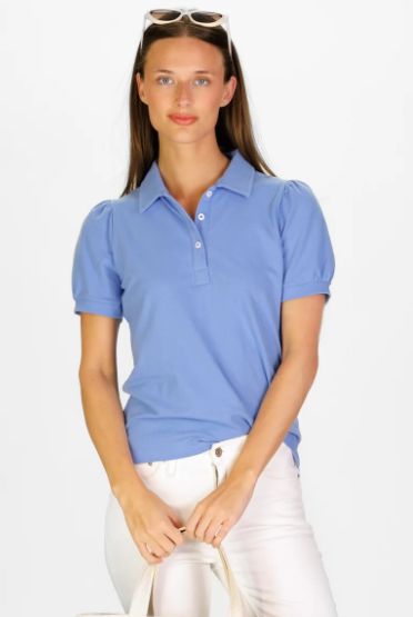 Duffield Lane Palmer Polo Top in Cornflower Blue