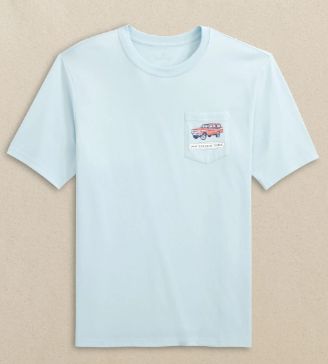 Southern Tide Marsh Wagon Short Sleeve T-Shirt in Clear Blue Day
