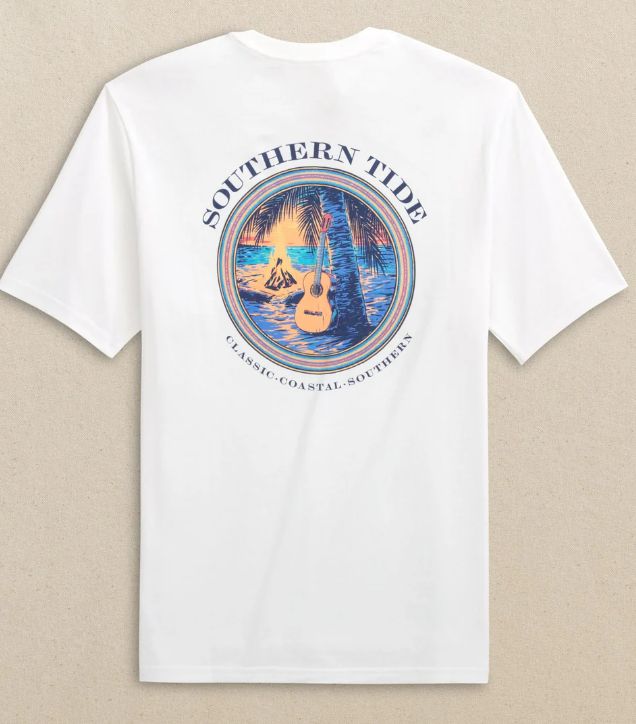 Southern Tide Guitar Bonfire Short Sleeve T-Shirt in Classic White