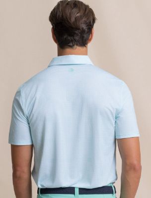 Southern Tide Driver Coral Key Plaid Printed Polo Gulf Shores
