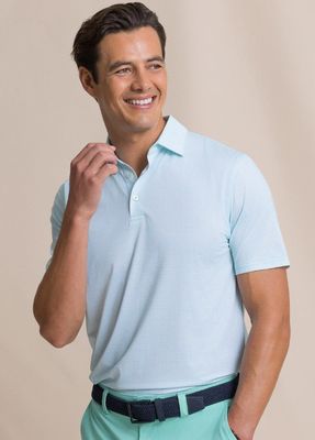 Southern Tide Driver Coral Key Plaid Printed Polo Gulf Shores