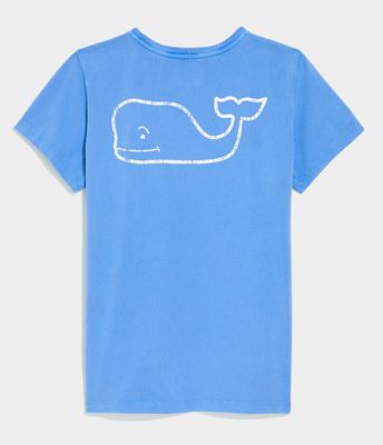Vineyard Vines Women's Garment-Dyed Vintage Whale Short-Sleeve Pocket Tee in Breaker Blue