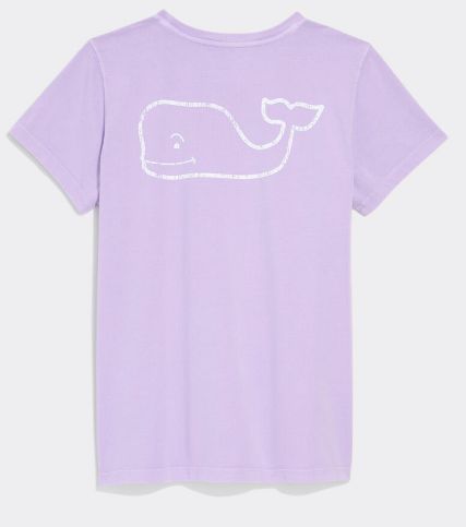 Vineyard Vines Women's Garment-Dyed Vintage Whale Short-Sleeve Pocket Tee in Lilac Breeze