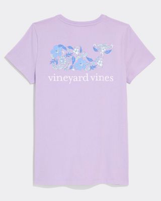 Vineyard Vines Women's Hibiscus Block Print Dynamic Whale Short-Sleeve Pocket Tee in Lilac Breeze