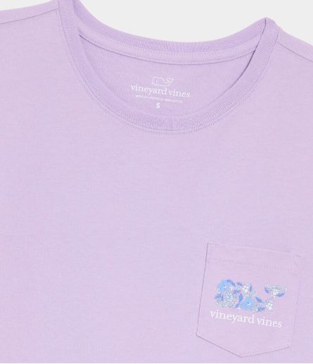 Vineyard Vines Women's Hibiscus Block Print Dynamic Whale Short-Sleeve Pocket Tee in Lilac Breeze
