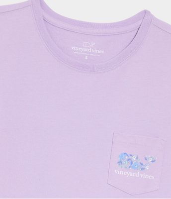 Vineyard Vines Women's Hibiscus Block Print Dynamic Whale Short-Sleeve Pocket Tee in Lilac Breeze