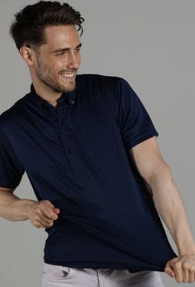 Collars &amp; Co. Oxford Button Down Collar Polo in Navy Blue
