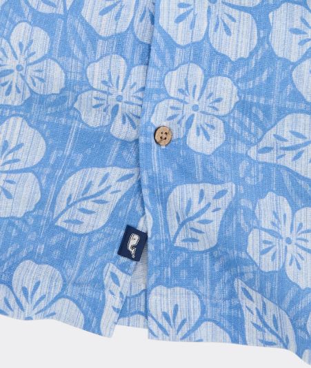 Vineyard Vines Hawaiian Floral Linen Blend Short-Sleeve Cabana Shirt in Floral-Coastline