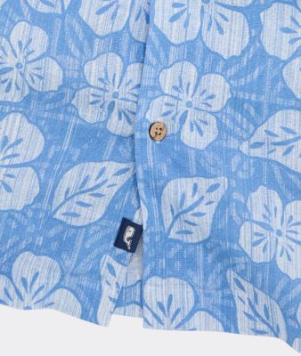 Vineyard Vines Hawaiian Floral Linen Blend Short-Sleeve Cabana Shirt in Floral-Coastline