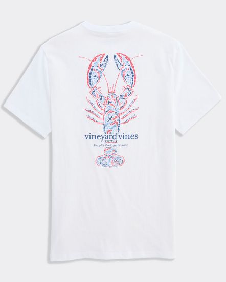 Vineyard Vines Tile Lobster Short-Sleeve Pocket Tee in White Cap