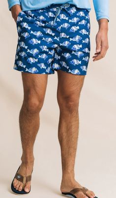 Southern Tide Feeling Fintastic Maritime Swim Trunk in Nautical Blue