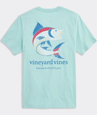 Vineyard Vines Tile Wahoo Fish Short-Sleeve Pocket Tee in Mangrove Mint