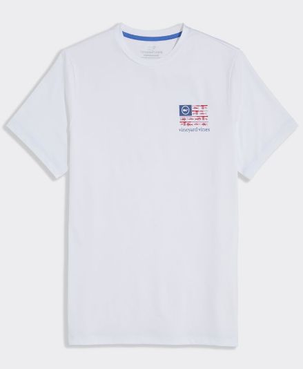 Vineyard Vines Performance USA Reel Flag Short-Sleeve Harbor Tee in White Cap