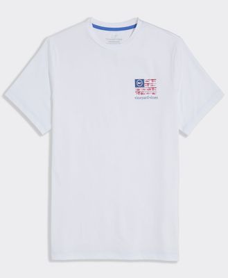 Vineyard Vines Performance USA Reel Flag Short-Sleeve Harbor Tee in White Cap