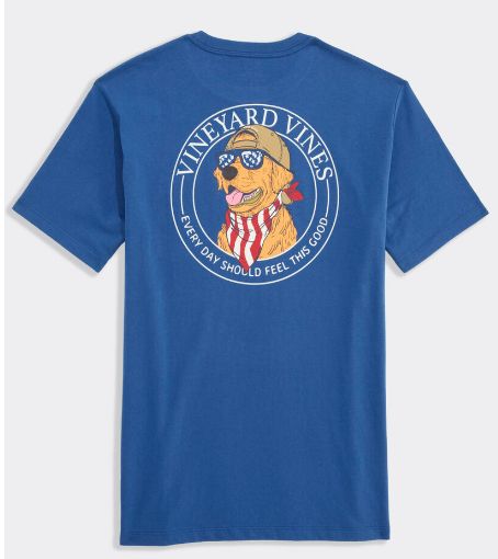 Vineyard Vines America Dog Short-Sleeve Pocket Tee in Moonshine