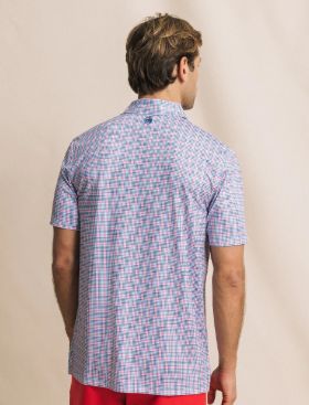 Southern Tide Driver Surfside Retreat Plaid Polo in Island Pink