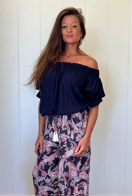 Lani Lau Indigo Top in Navy in Small/Medium
