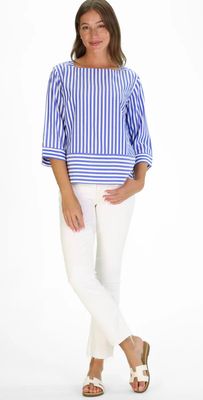 Duffield Lane Tilda Top in Dazzling Blue Stripe