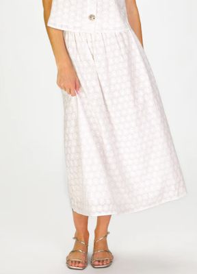Duffield Lane Shelly Skirt in White Embroidered Floral