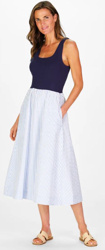 Duffield Lane Jada Dress in Navy &amp; Seaside Stripe