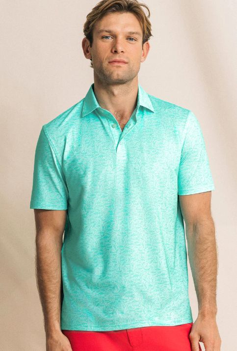 Southern Tide Driver Seawatch Printed Polo in Shore Blue