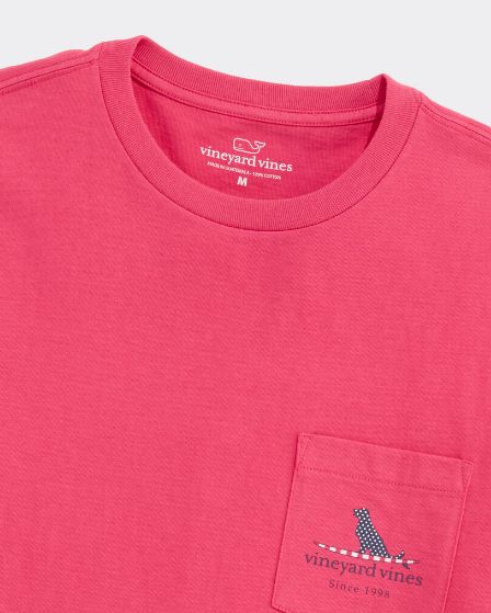 Vineyard Vines Flag Dog Surfboard Short-Sleeve Pocket Tee in Sailors Red