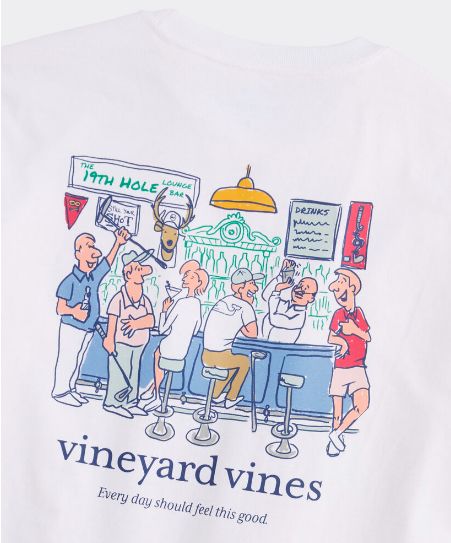 Vineyard Vines 19th Hole Short-Sleeve Pocket Tee in White Cap