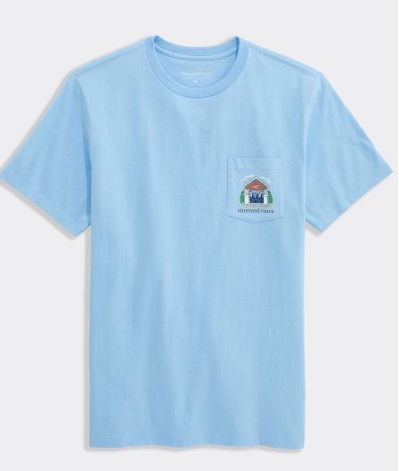 Vineyard Vines Garage Brews Short-Sleeve Pocket Tee in Jake Blue