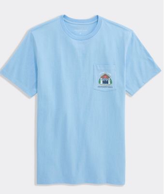 Vineyard Vines Garage Brews Short-Sleeve Pocket Tee in Jake Blue