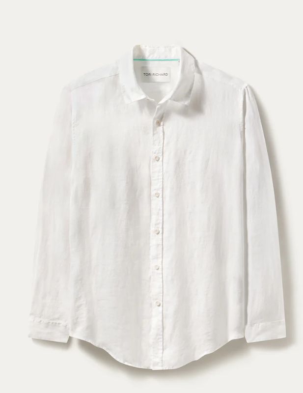 Tori Richard Kona Long Sleeve Linen Shirt in White