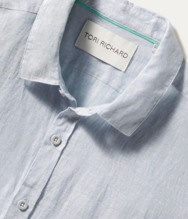 Tori Richard Kona Long Sleeve Linen Shirt in Chambray