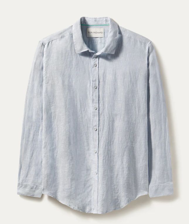 Tori Richard Kona Long Sleeve Linen Shirt in Chambray