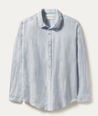 Tori Richard Kona Long Sleeve Linen Shirt in Chambray